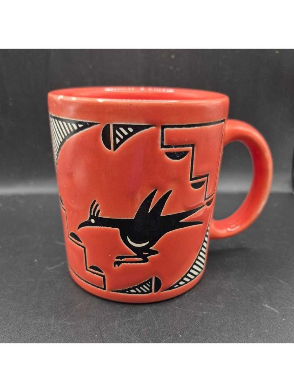 Red Ceramic Mug Roadrunner Black Bird Design By Waechtersbach Spain READ